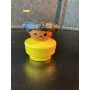 Fisher Price Little People 1990 Chunky Figure Yellow African American Black Girl